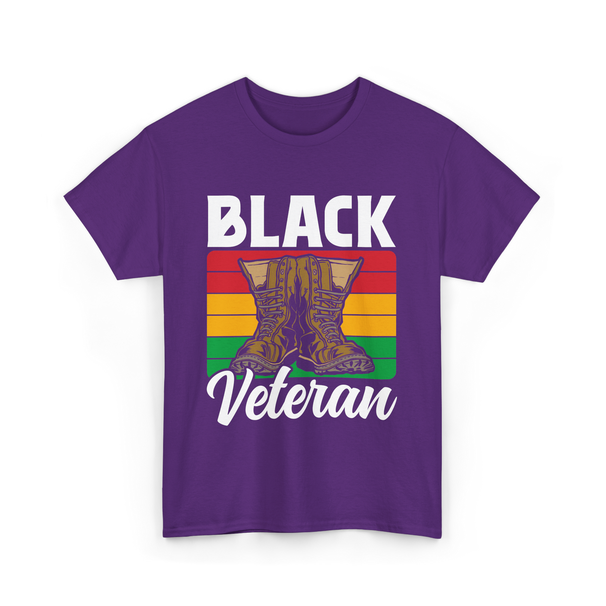 Black Veteran Boots Military T-Shirt - Purple