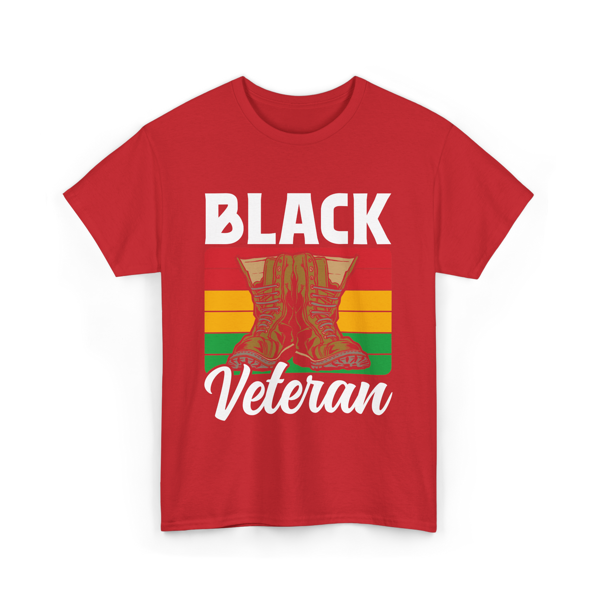 Black Veteran Boots Military T-Shirt - Red