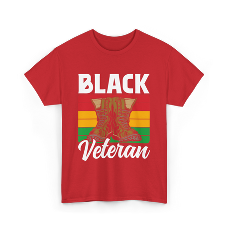 Black Veteran Boots Military T-Shirt - Red