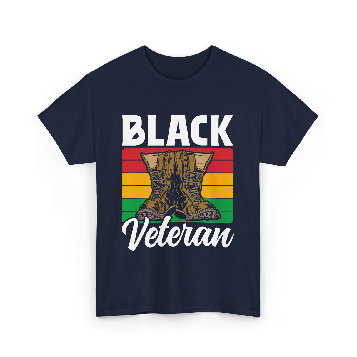 Black Veteran Boots Military T-Shirt - Navy