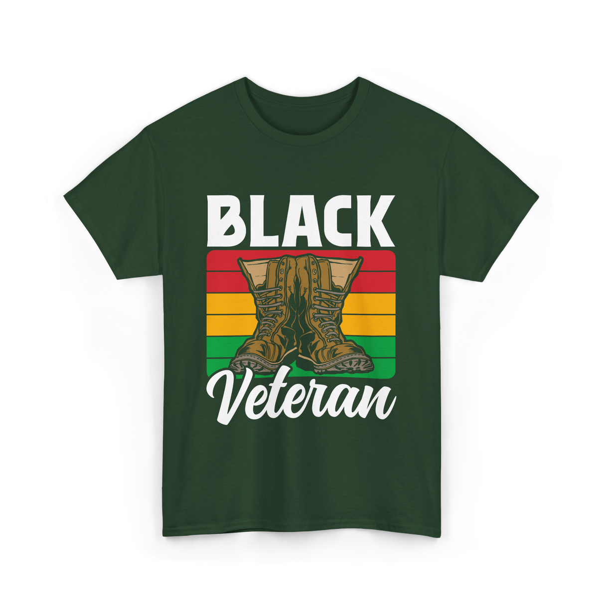 Black Veteran Boots Military T-Shirt - Forest Green