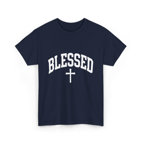Blessed Cross Faith Christian T-Shirt - Navy