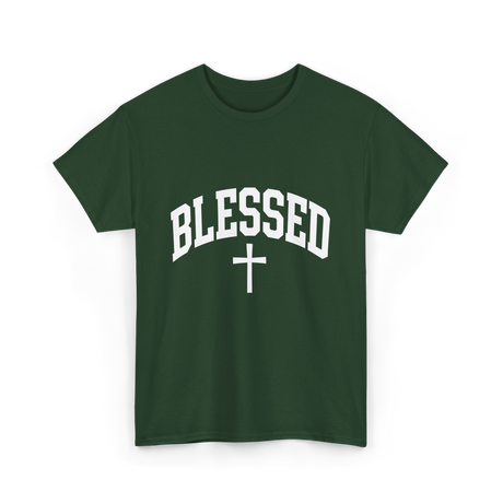 Blessed Cross Faith Christian T-Shirt - Forest Green