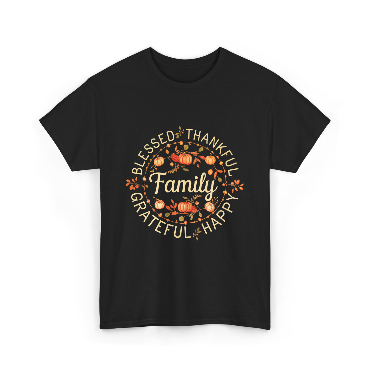 Blessed Thankful Family Grateful T-Shirt - Black