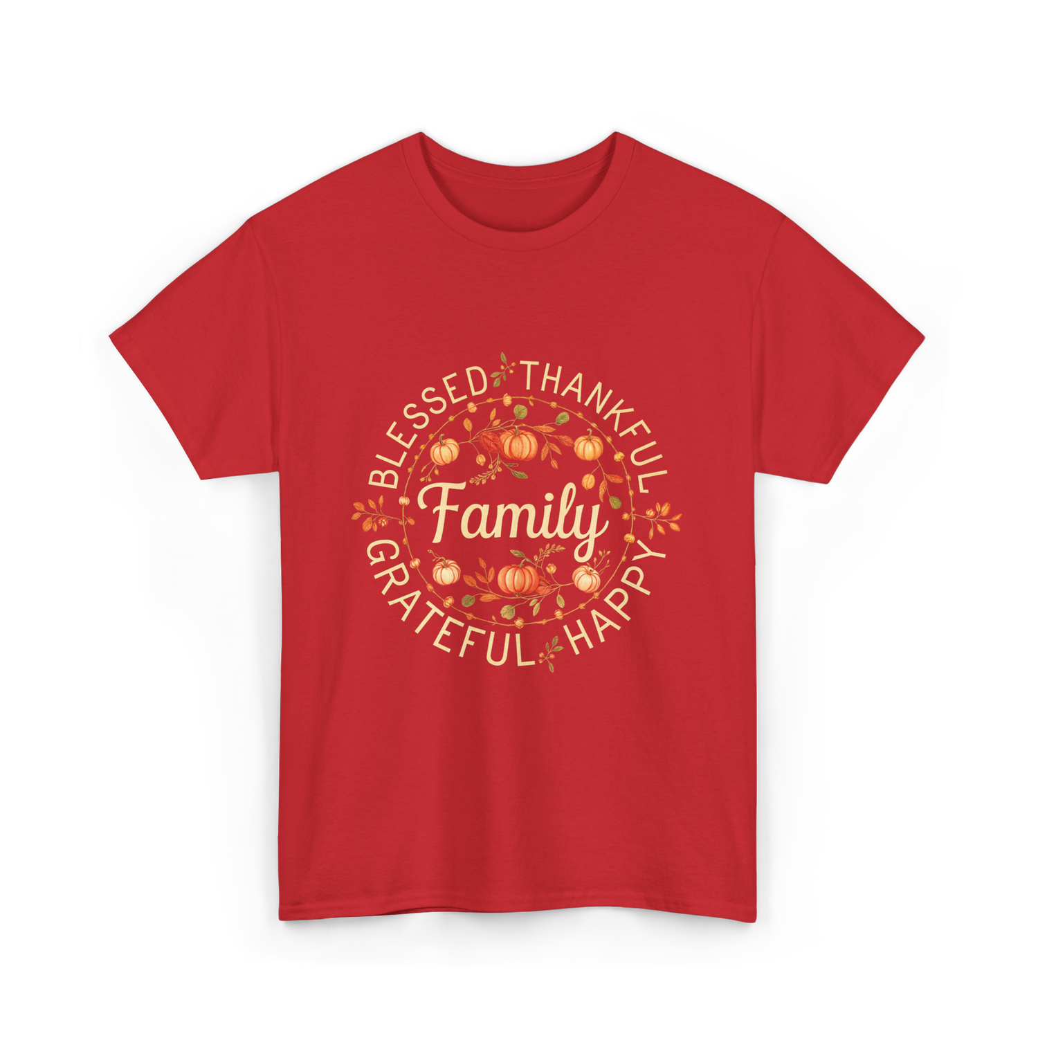 Blessed Thankful Family Grateful T-Shirt - Red