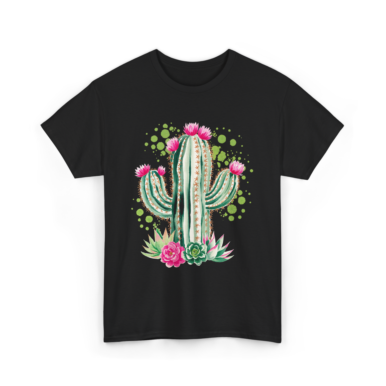 Blooming Cactus Flowers Cacti T-Shirt - Black