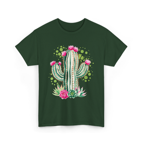 Blooming Cactus Flowers Cacti T-Shirt - Forest Green