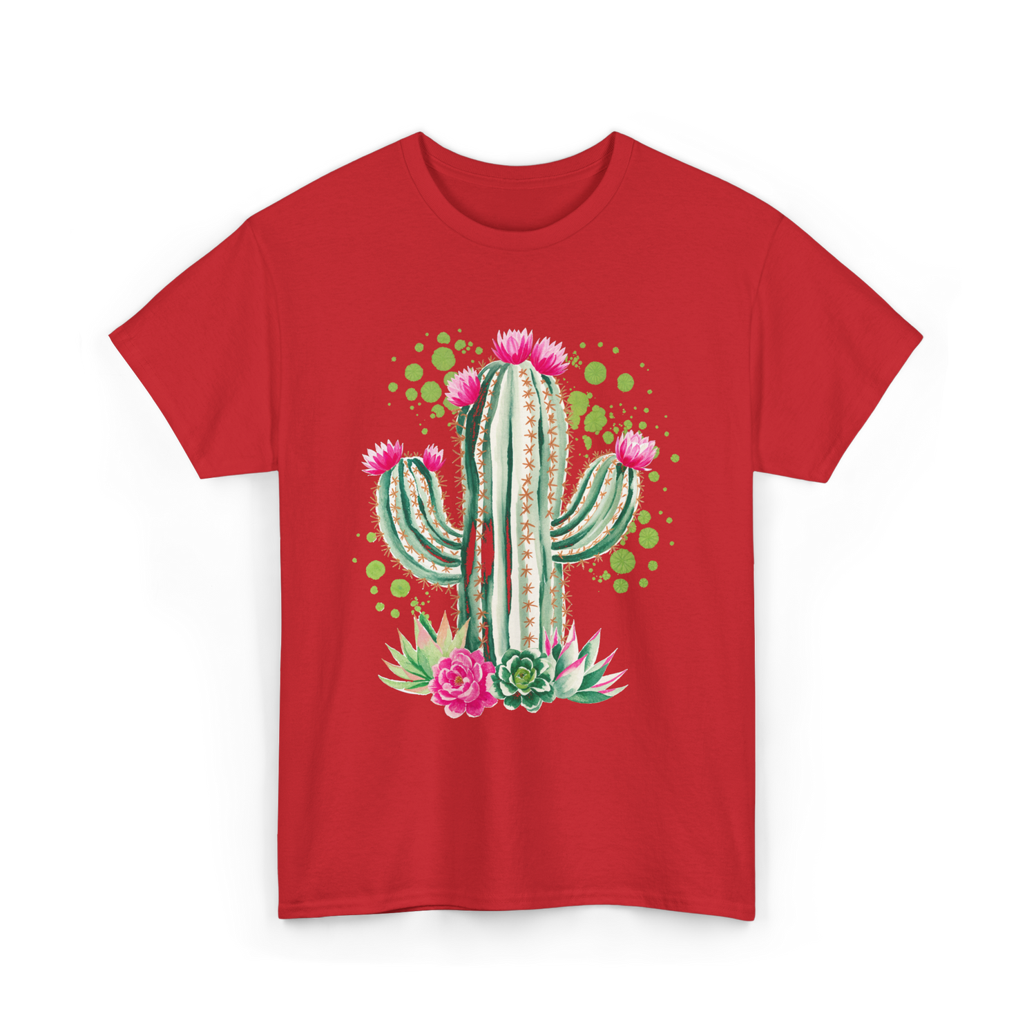 Blooming Cactus Flowers Cacti T-Shirt - Red