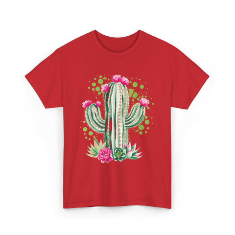 Blooming Cactus Flowers Cacti T-Shirt - Red