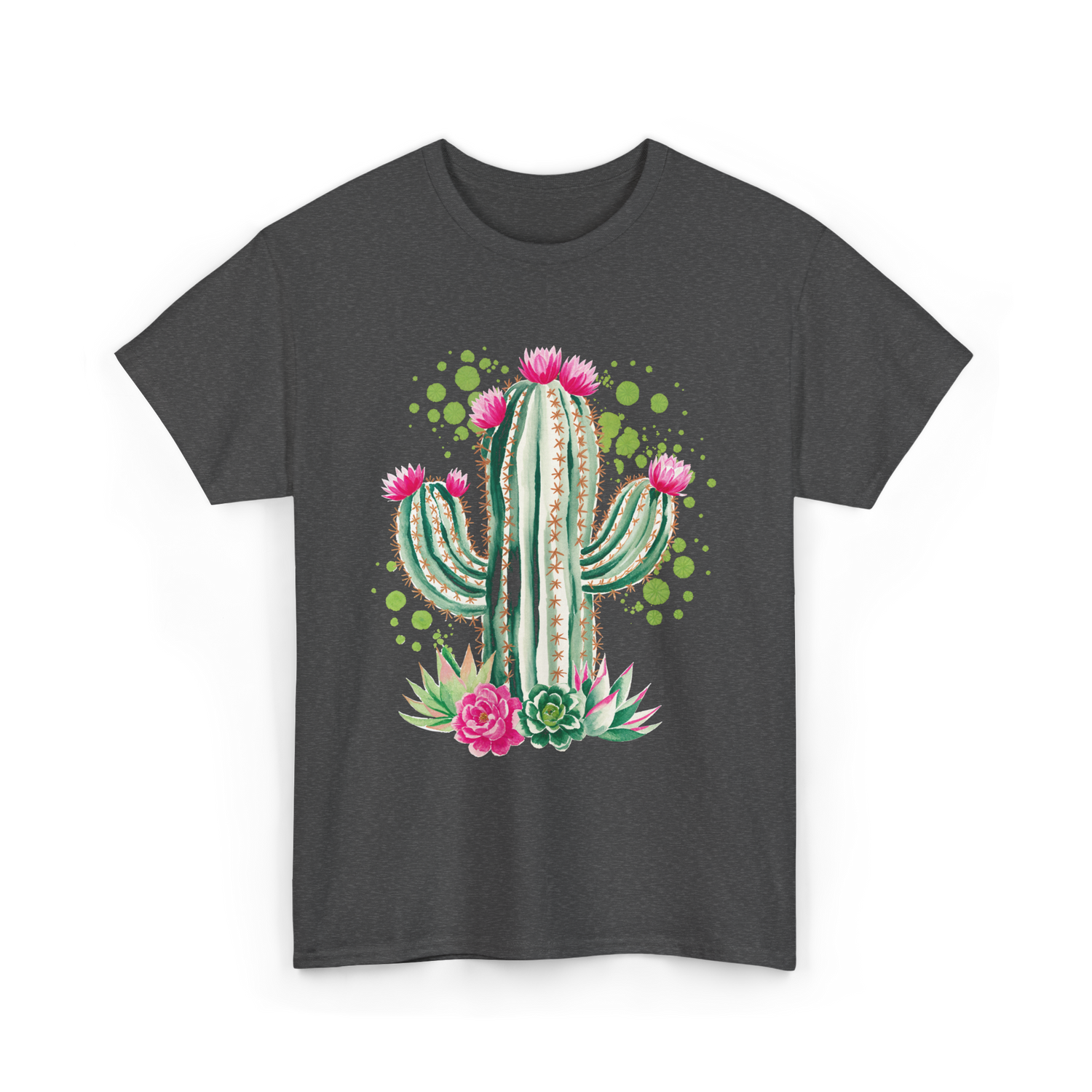 Blooming Cactus Flowers Cacti T-Shirt - Dark Heather