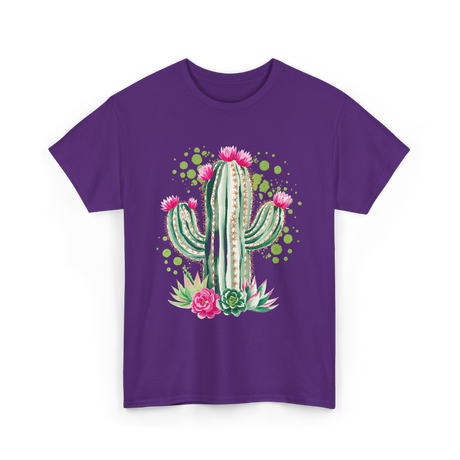 Blooming Cactus Flowers Cacti T-Shirt - Purple
