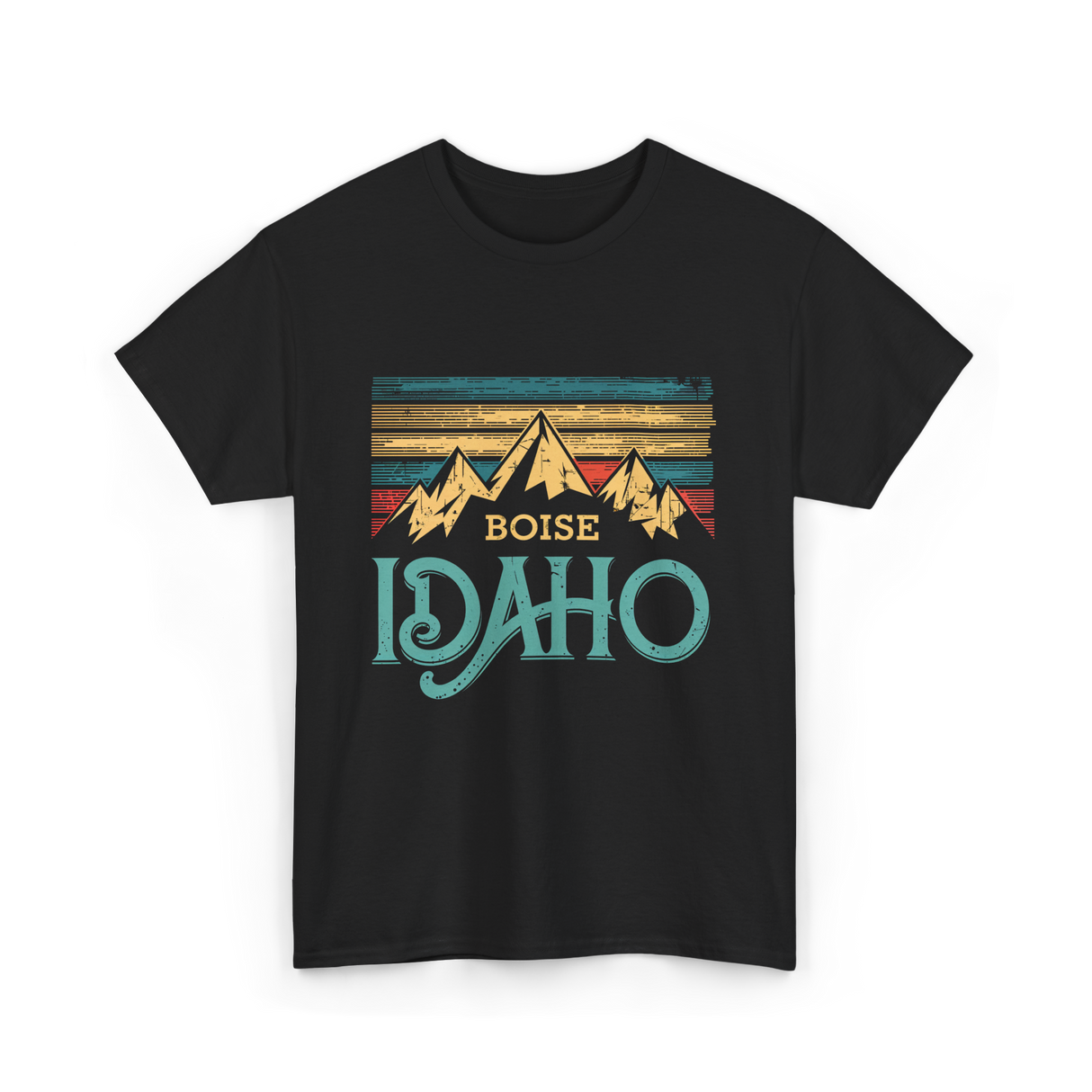 Boise Idaho Mountains Vintage T-Shirt - Black