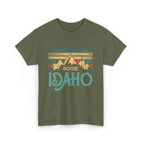Boise Idaho Mountains Vintage T-Shirt - Military Green