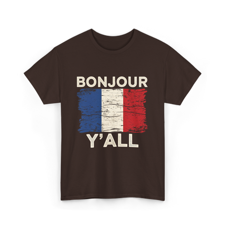 Bonjour Y'All France Pride T-Shirt - Dark Chocolate