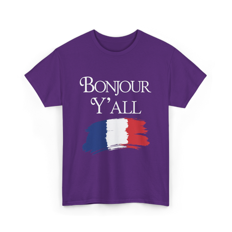 Bonjour Y'all French Culture T-Shirt - Purple