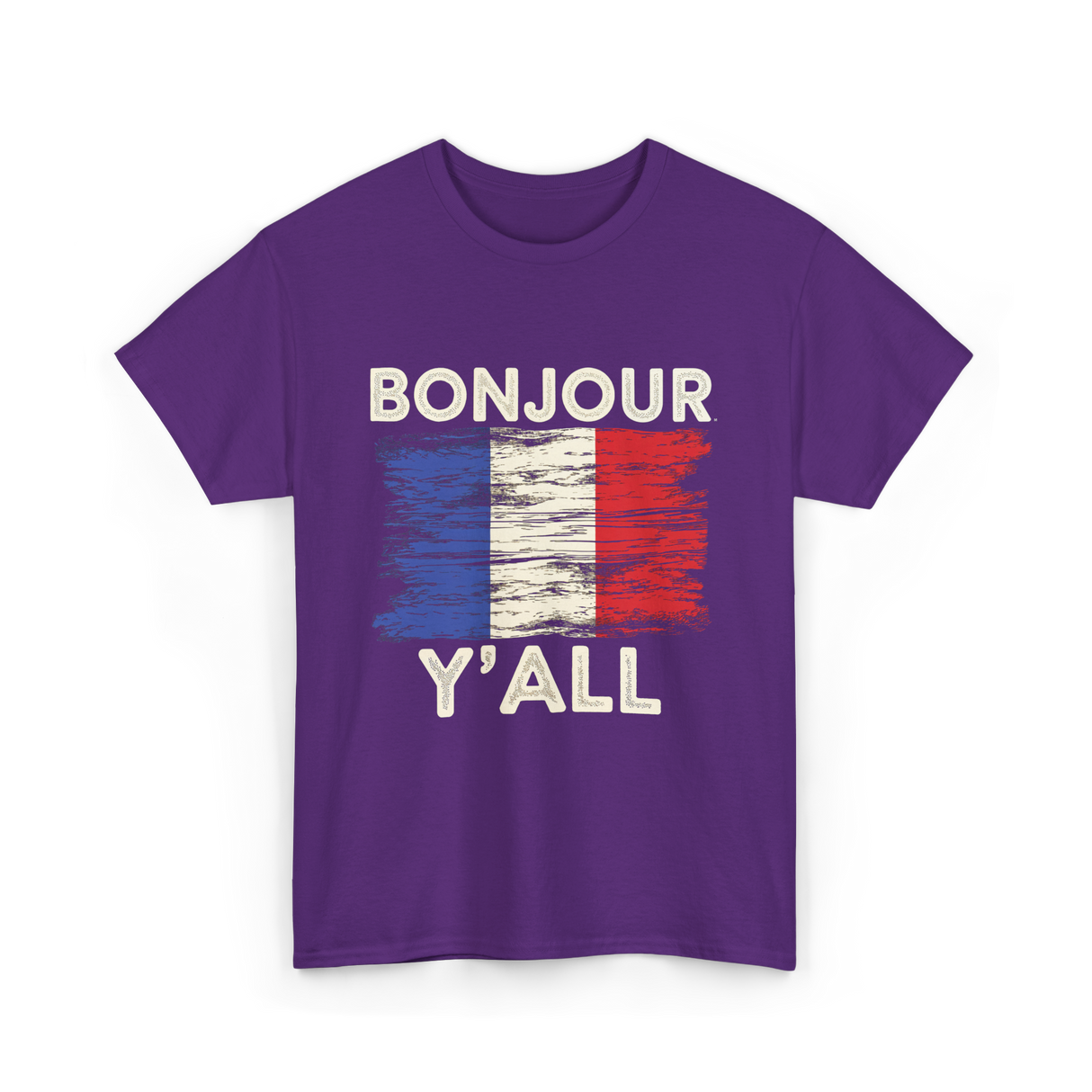 Bonjour Y'All French Flag T-Shirt - Purple