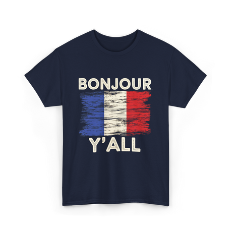 Bonjour Y'All French Flag T-Shirt - Navy