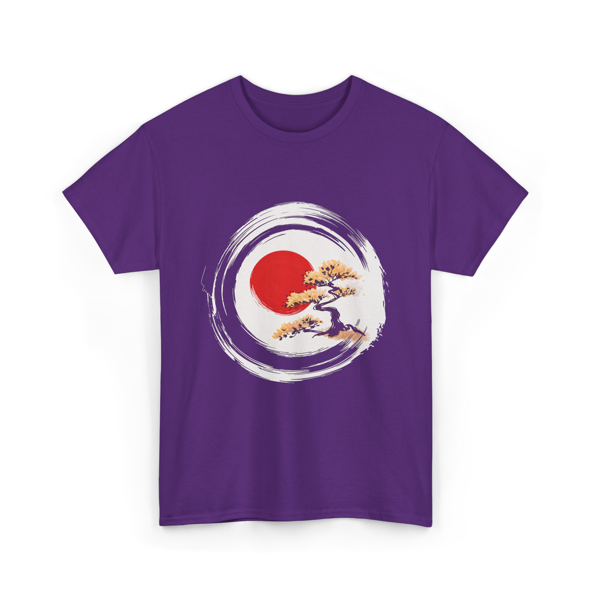 Bonsai Tree Zen Circle Art T-Shirt - Purple