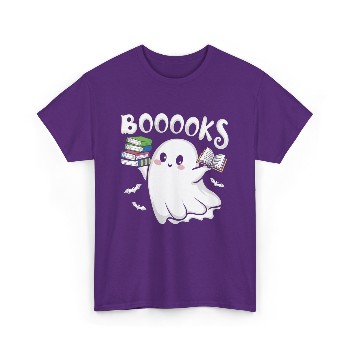 Booooks Ghost Books Reader T-Shirt - Purple