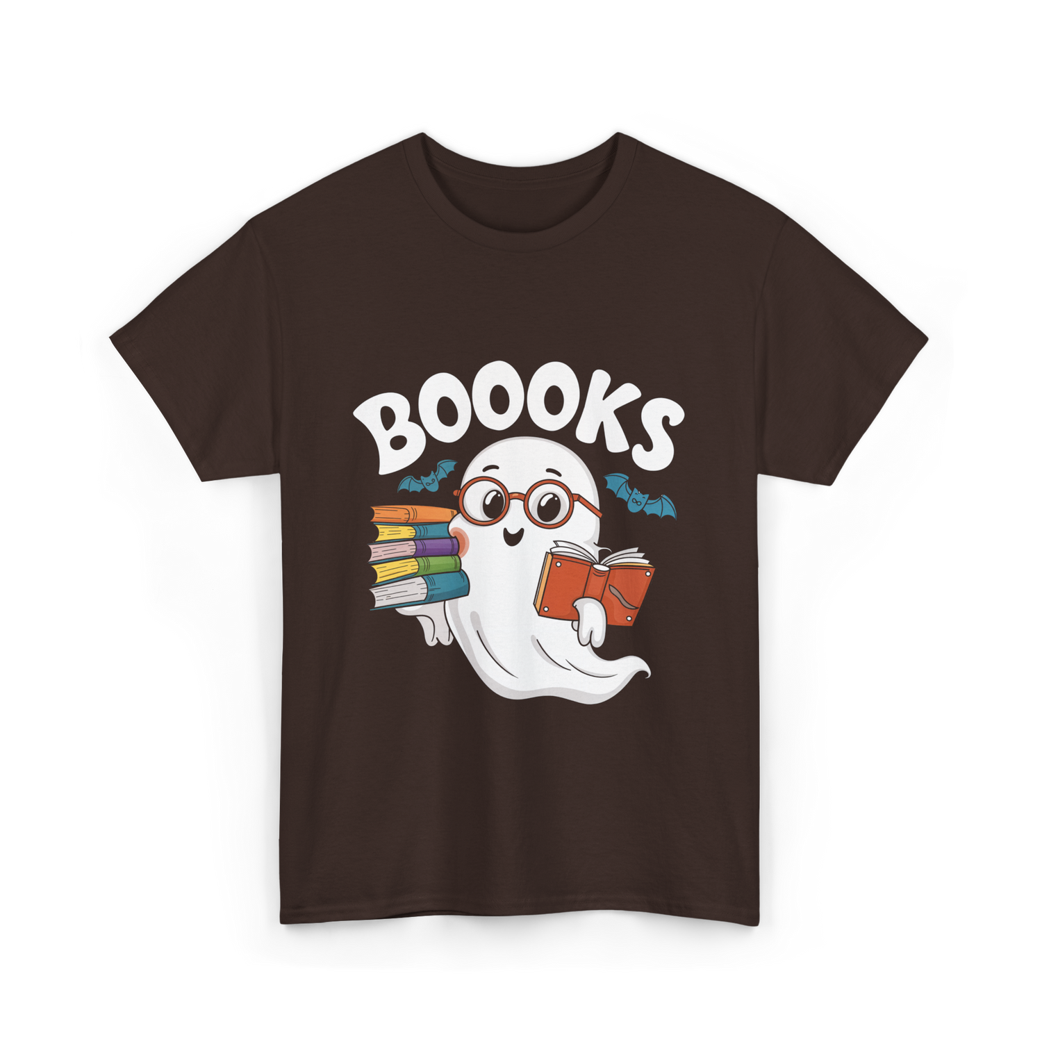 Booooks Ghost Reader T-Shirt - Dark Chocolate