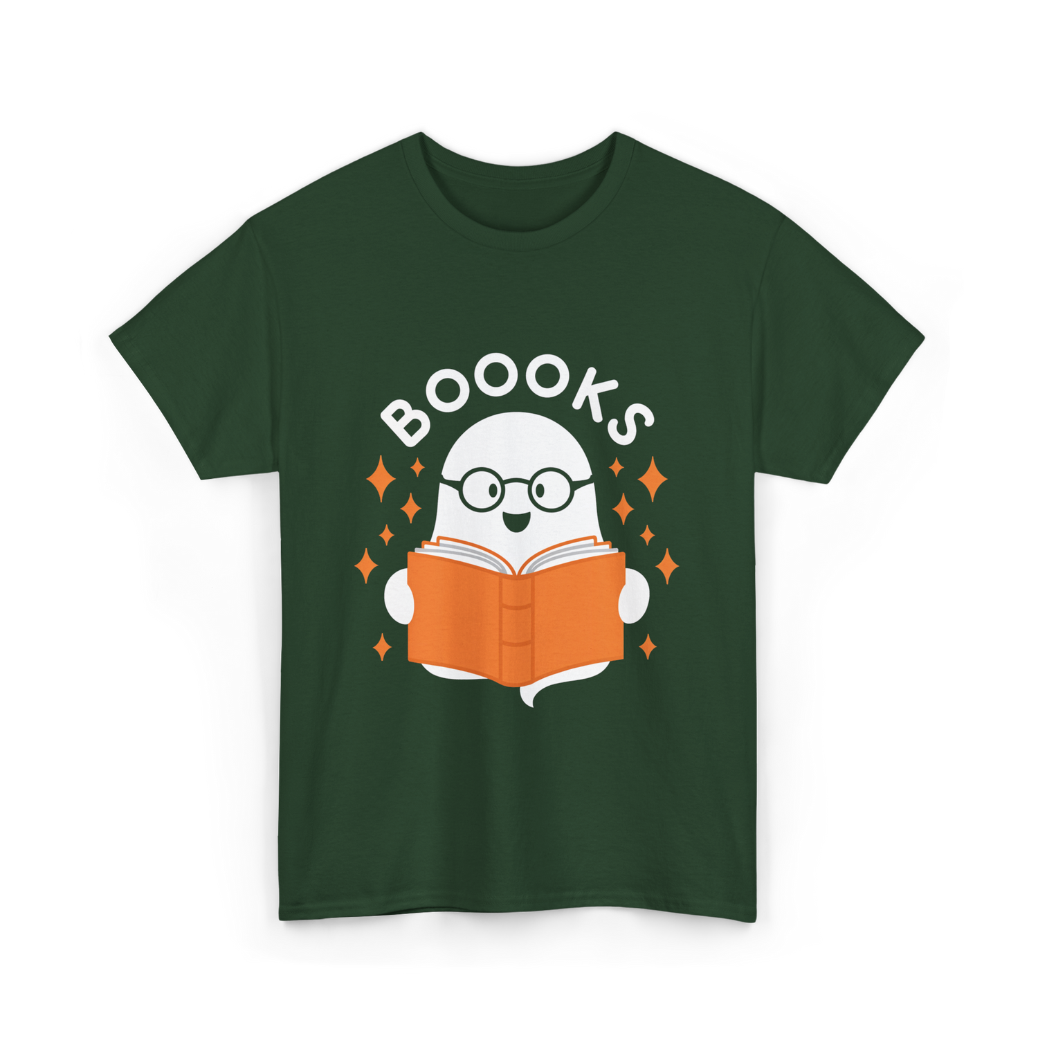 Booooks Ghost Reading T-Shirt - Forest Green