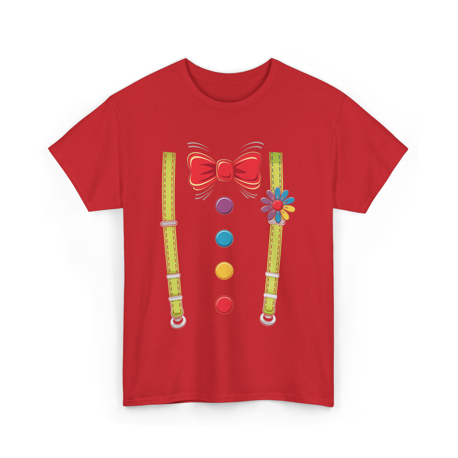 Bow Tie Suspenders Clown T-Shirt - Red