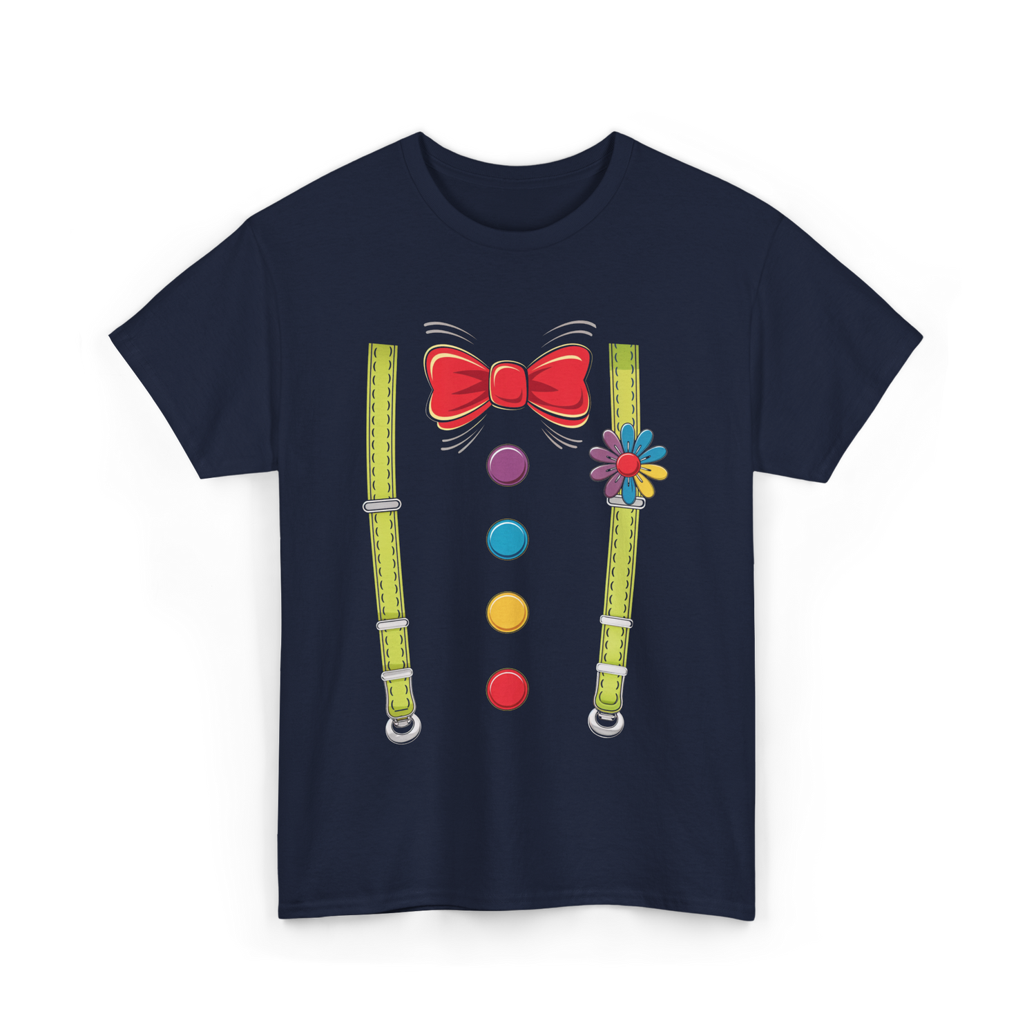 Bow Tie Suspenders Clown T-Shirt - Navy