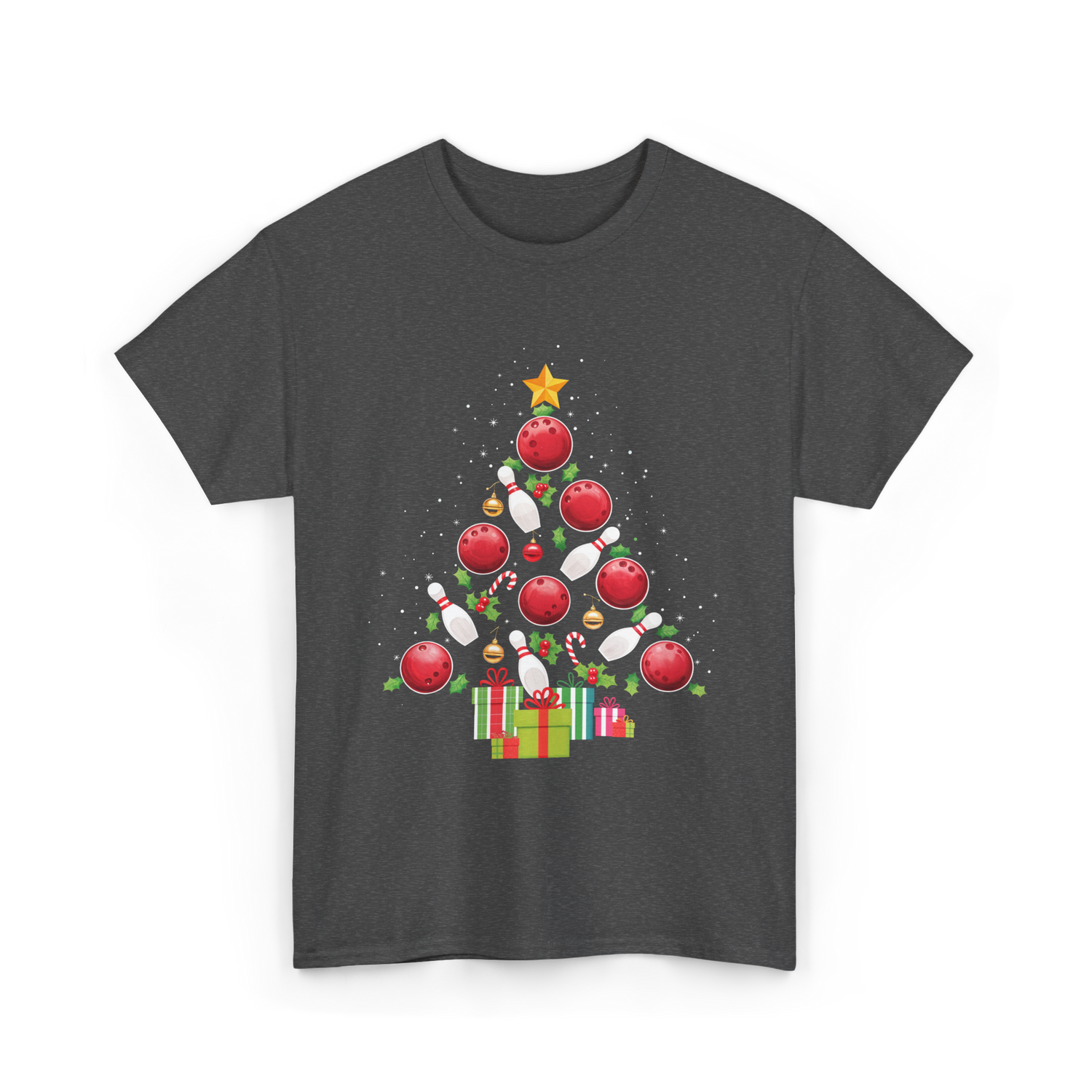 Bowling Christmas Tree Bowling T-Shirt - Dark Heather