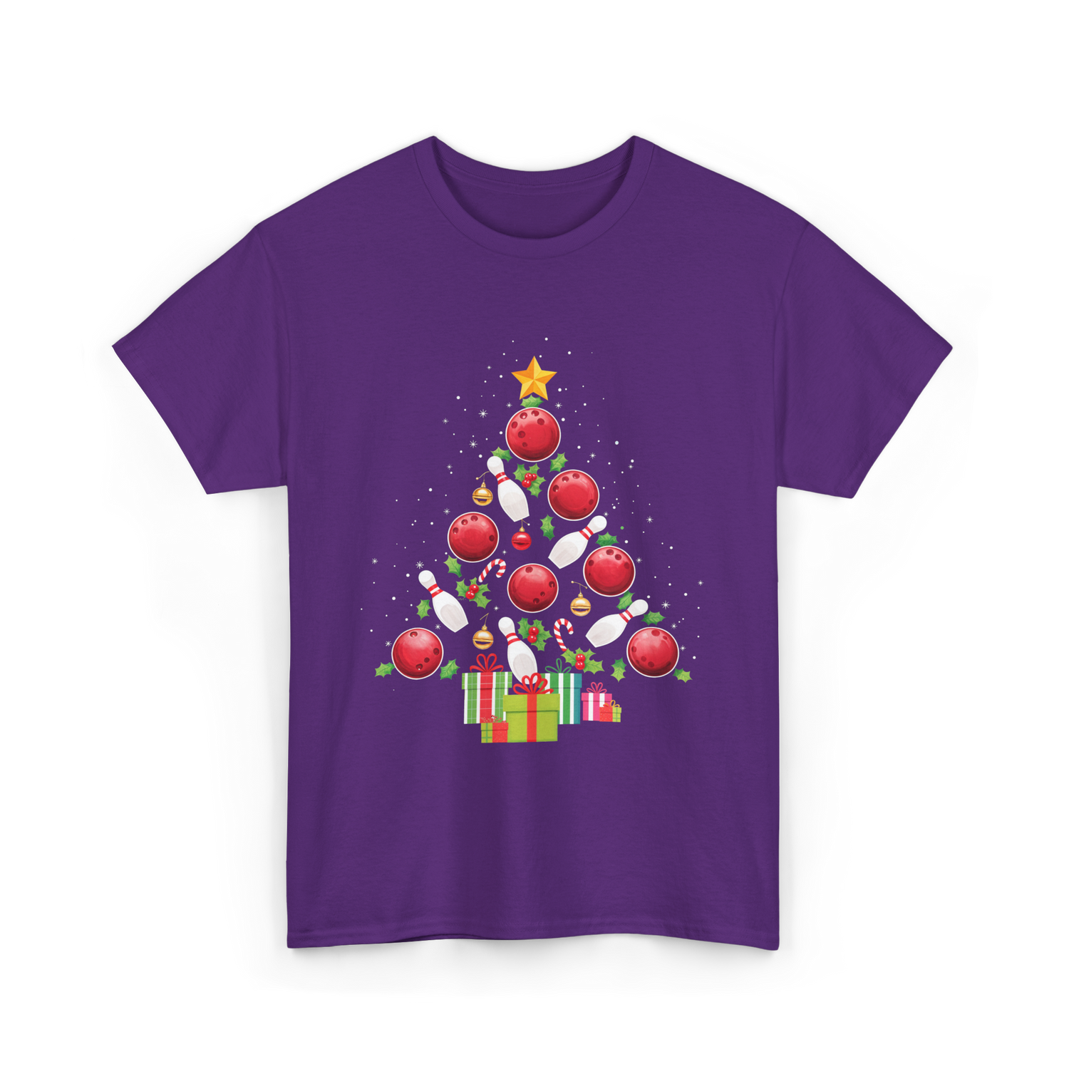 Bowling Christmas Tree Bowling T-Shirt - Purple