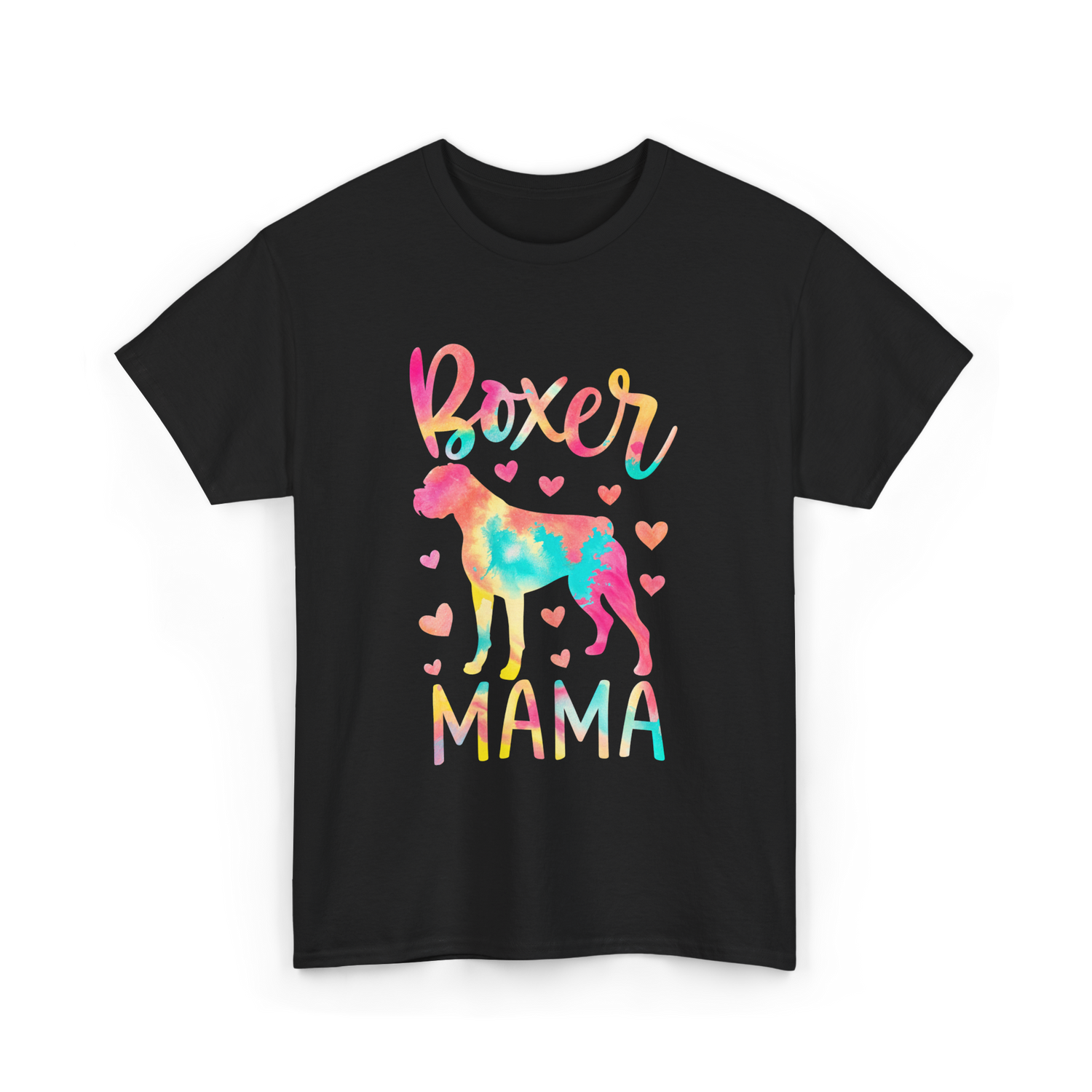 Boxer Mama Colorful Boxer Dog Mom T-Shirt - Black