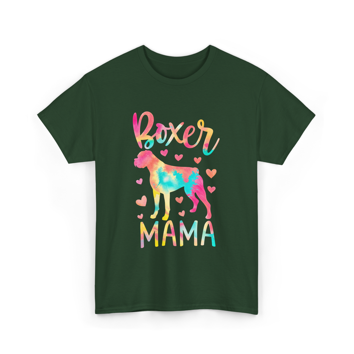 Boxer Mama Colorful Boxer Dog Mom T-Shirt - Forest Green