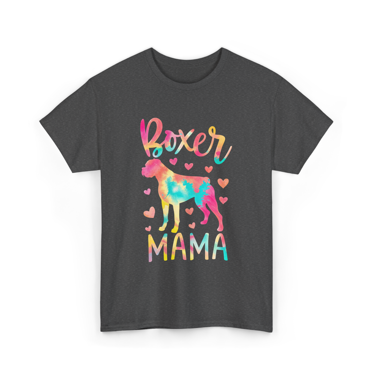 Boxer Mama Colorful Boxer Dog Mom T-Shirt - Dark Heather