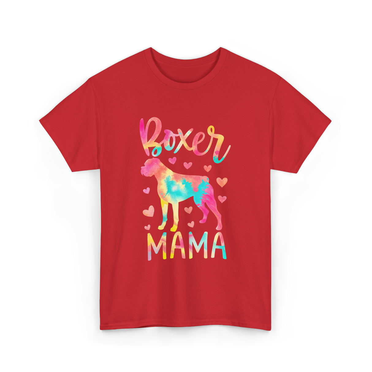 Boxer Mama Colorful Boxer Dog Mom T-Shirt - Red