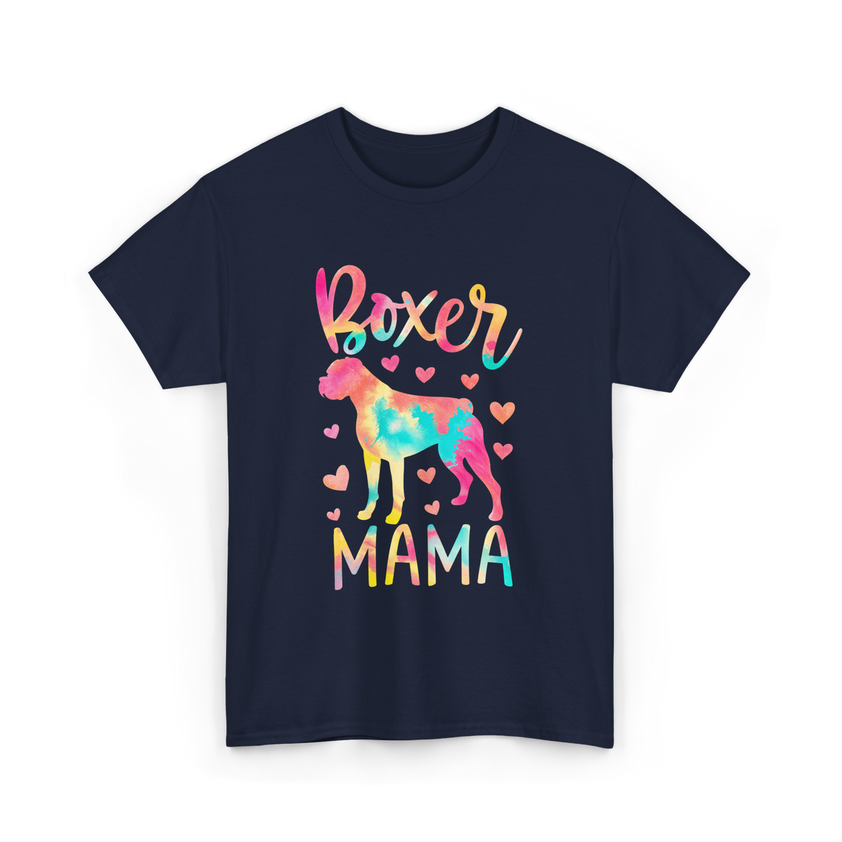 Boxer Mama Colorful Boxer Dog Mom T-Shirt - Navy
