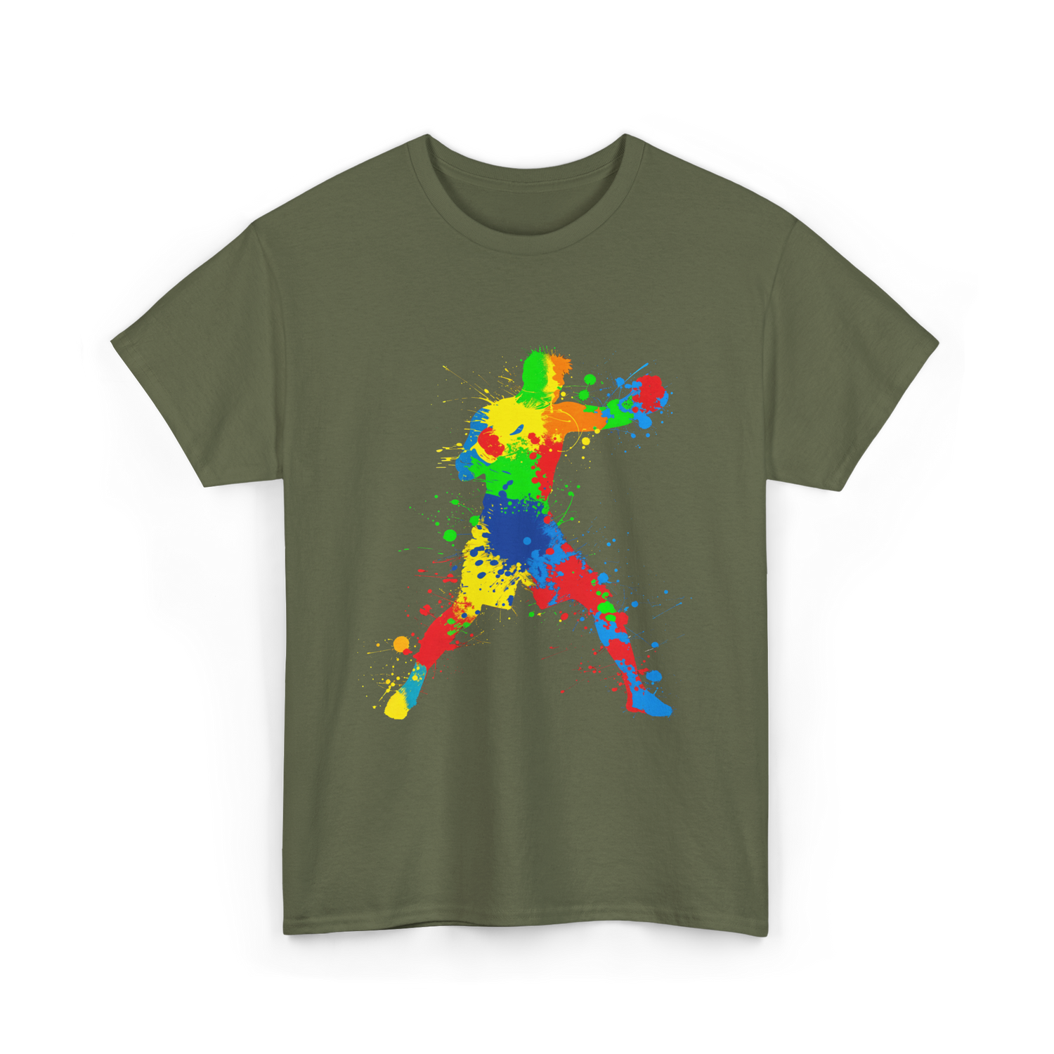 Boxing Colorful Fighter Boxing T-Shirt - Military Green