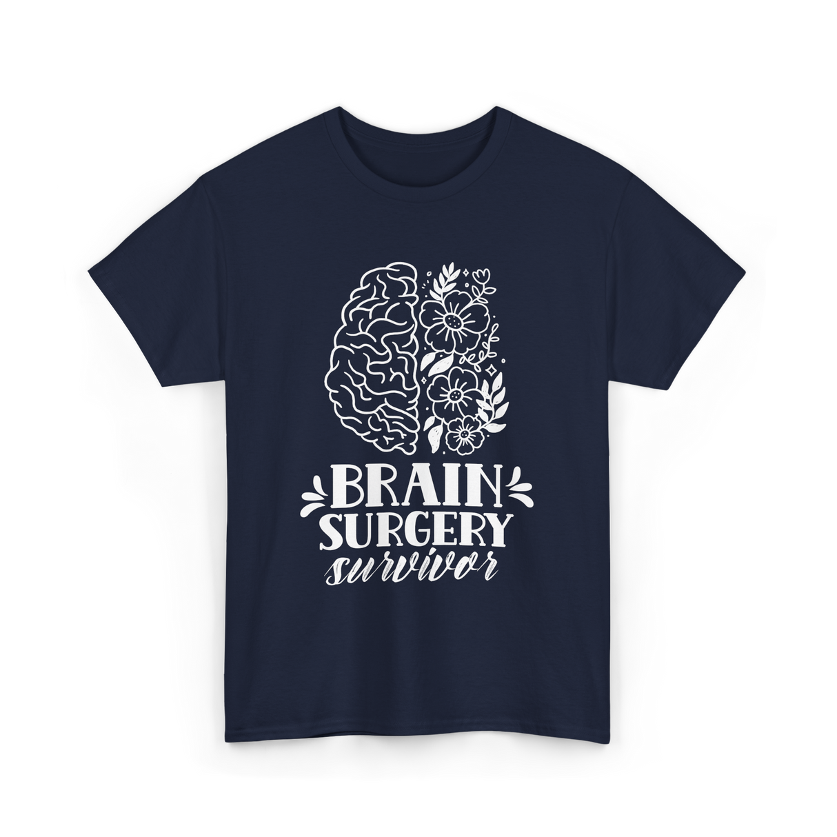 Brain Surgery Survivor Brain Health T-Shirt - Navy