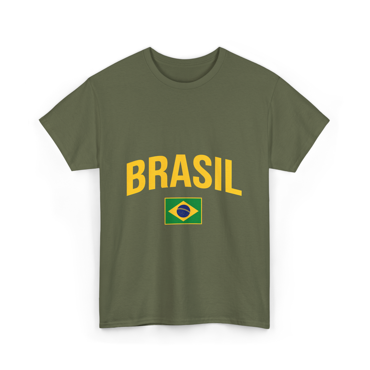 Brasil Flag Brazil T-Shirt - Military Green