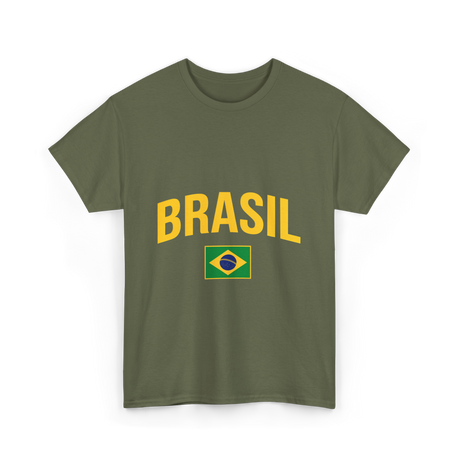 Brasil Flag Brazil T-Shirt - Military Green