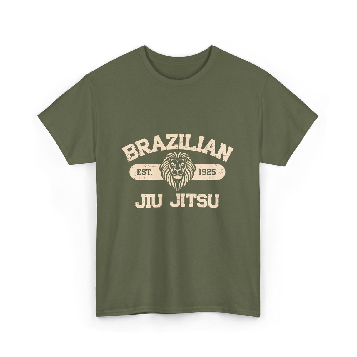 Brazilian Jiu Jitsu BJJ Lion T-Shirt - Military Green