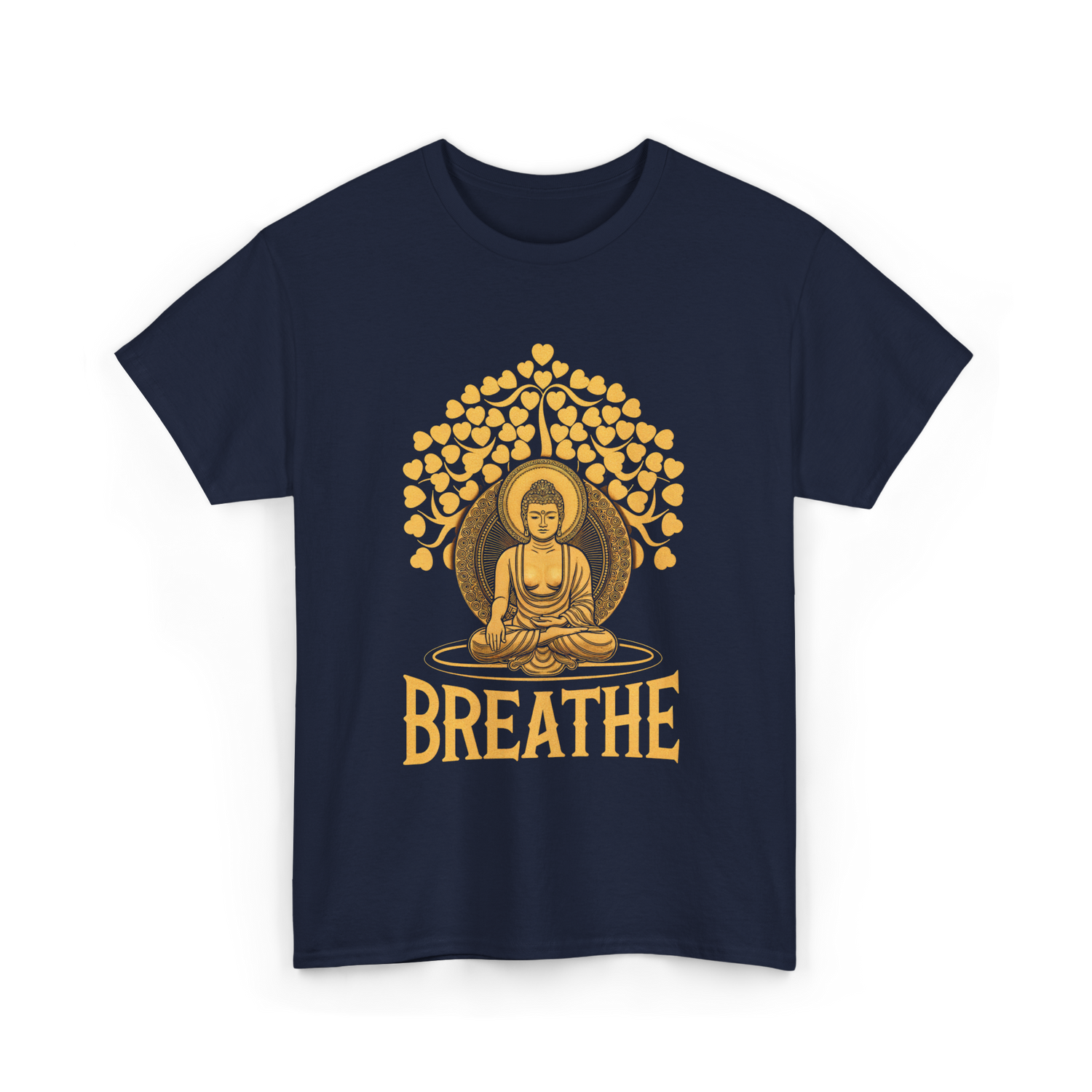 Breathe Buddha Meditation Yoga T-Shirt - Navy