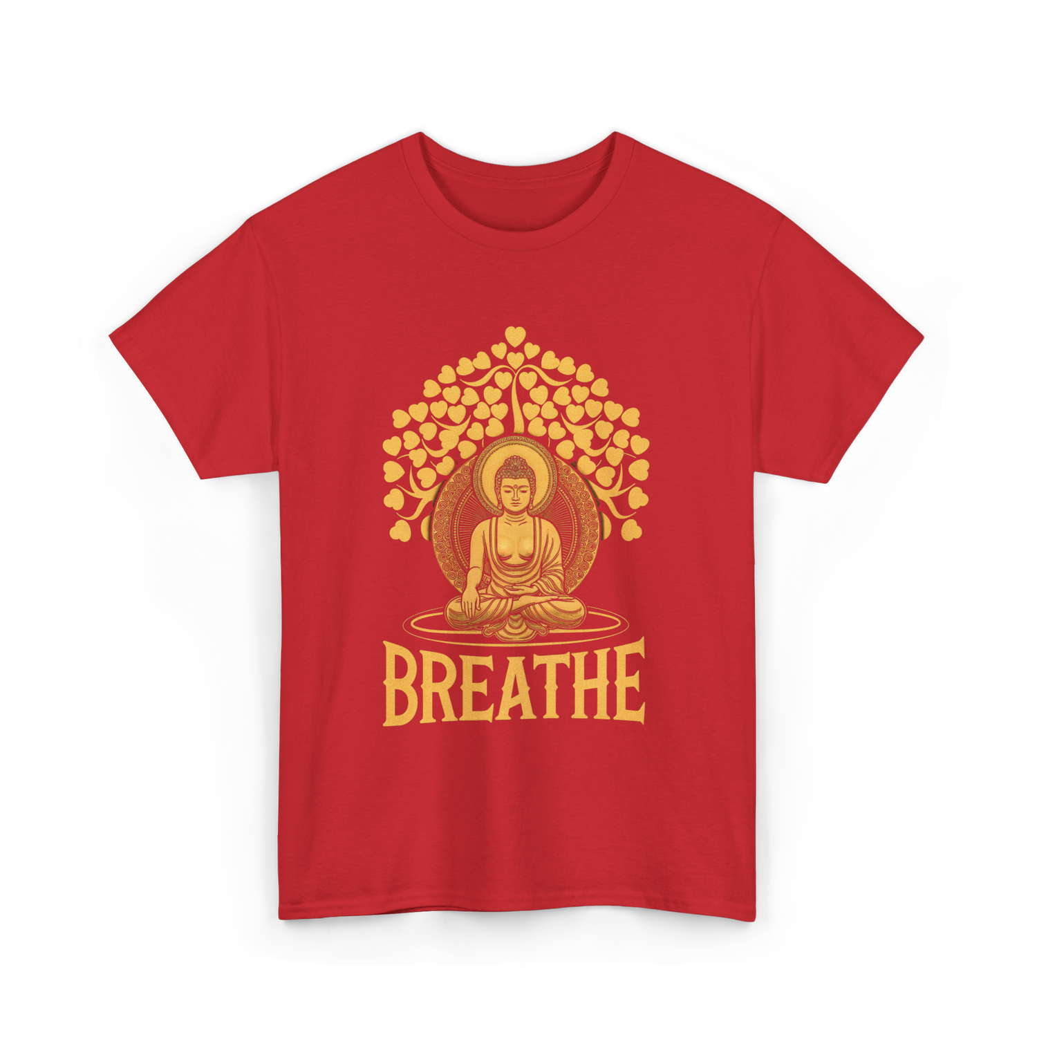 Breathe Buddha Meditation Yoga T-Shirt - Red