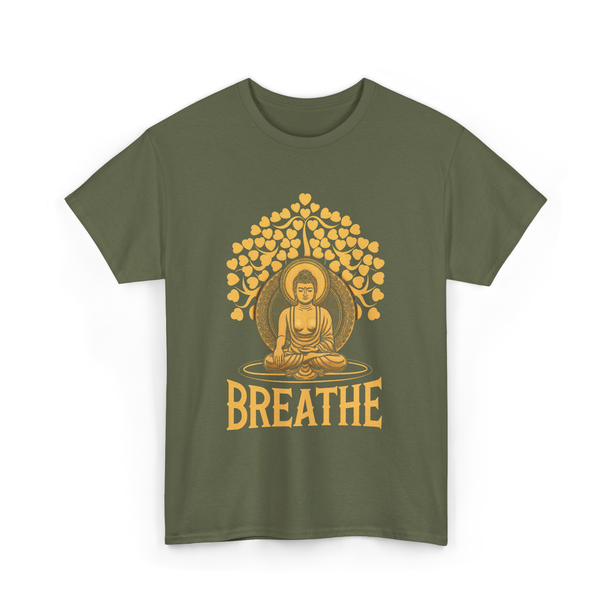 Breathe Buddha Meditation Yoga T-Shirt - Military Green