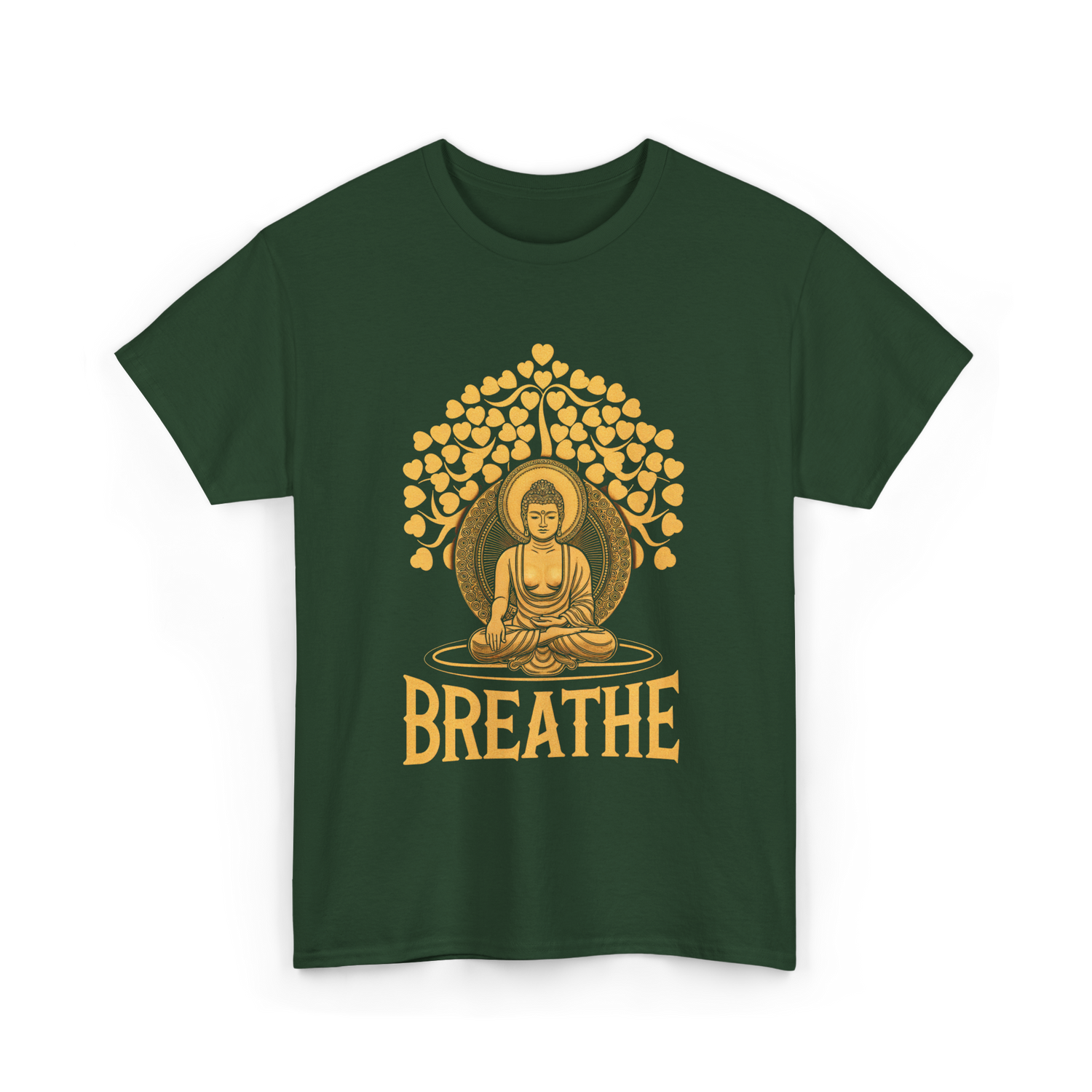 Breathe Buddha Meditation Yoga T-Shirt - Forest Green