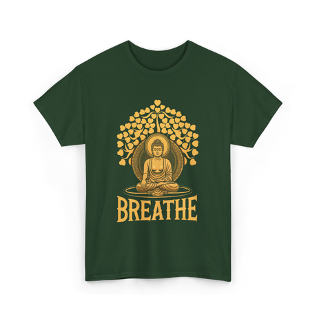 Breathe Buddha Meditation Yoga T-Shirt - Forest Green