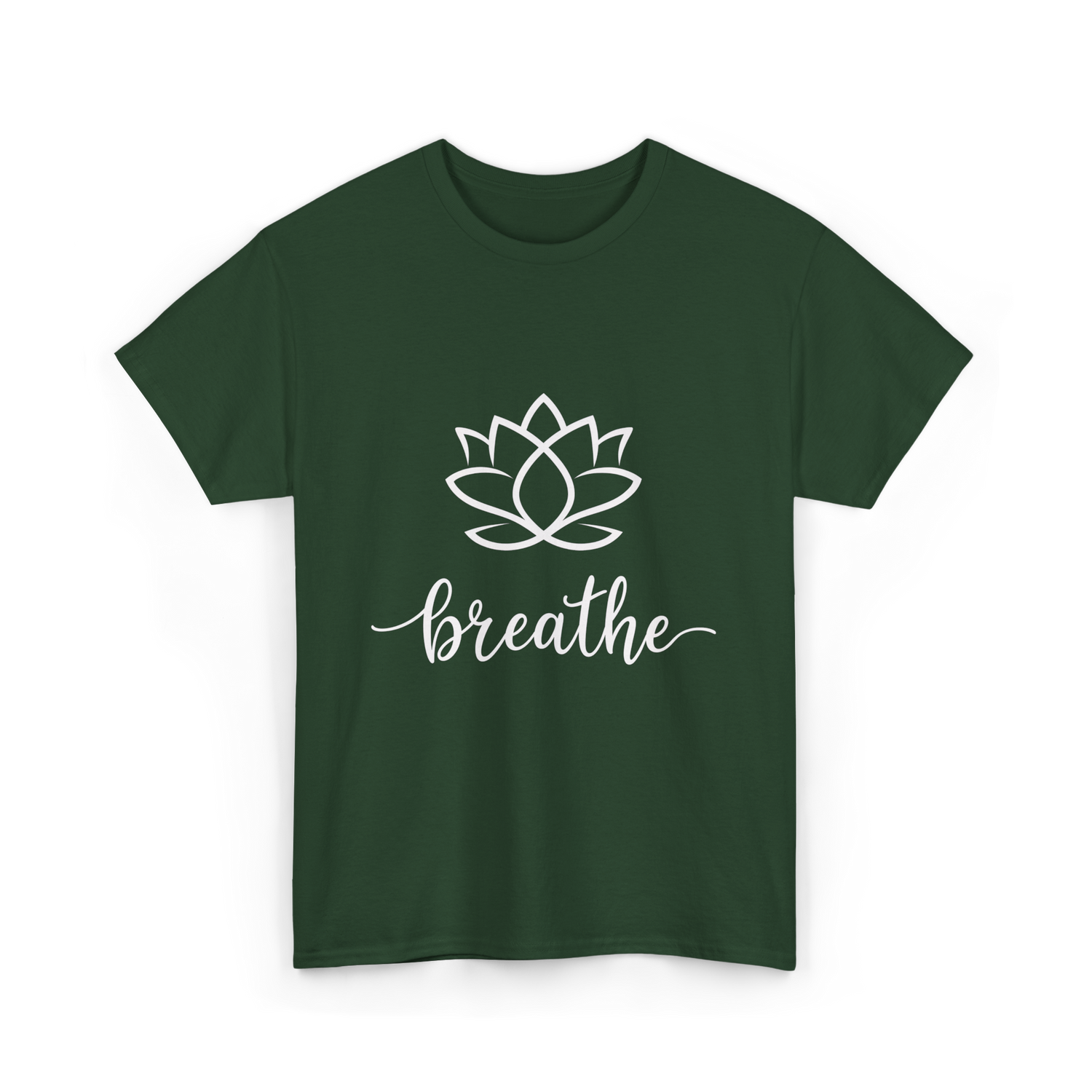 Breathe Lotus Flower Meditation T-Shirt - Forest Green