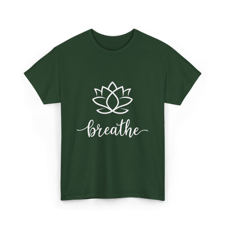 Breathe Lotus Flower Meditation T-Shirt - Forest Green