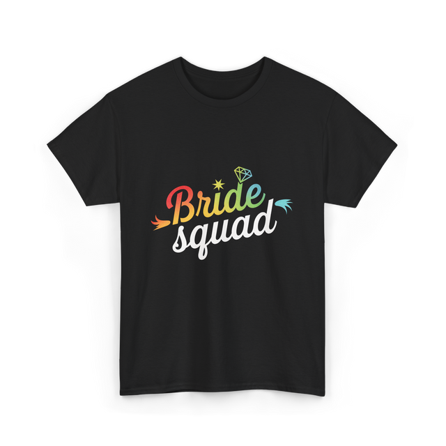 Bride Squad Bachelorette Party Rainbow T-Shirt - Black