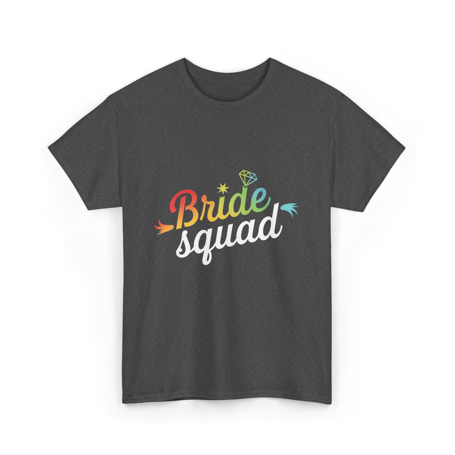 Bride Squad Bachelorette Party Rainbow T-Shirt - Dark Heather