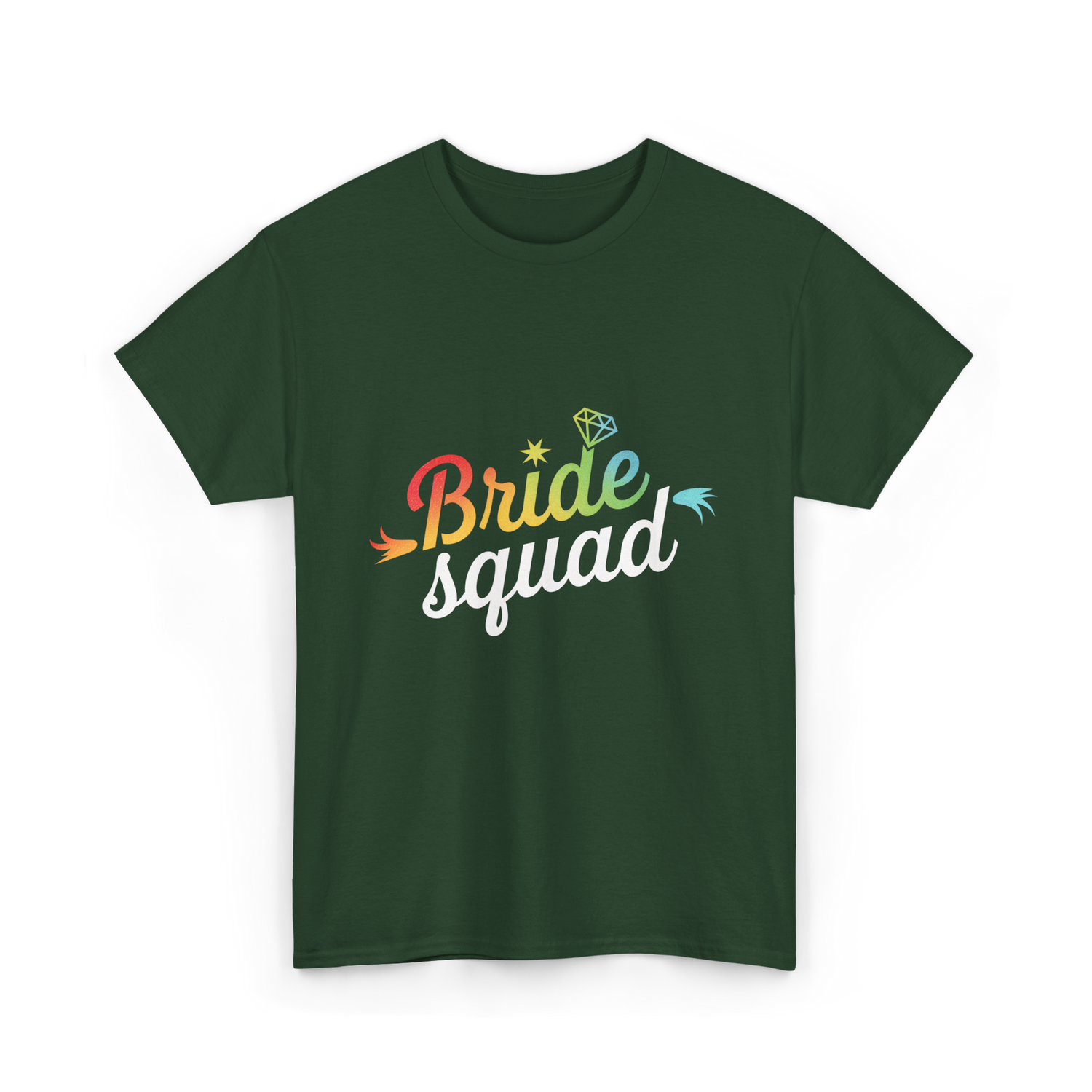 Bride Squad Bachelorette Party Rainbow T-Shirt - Forest Green