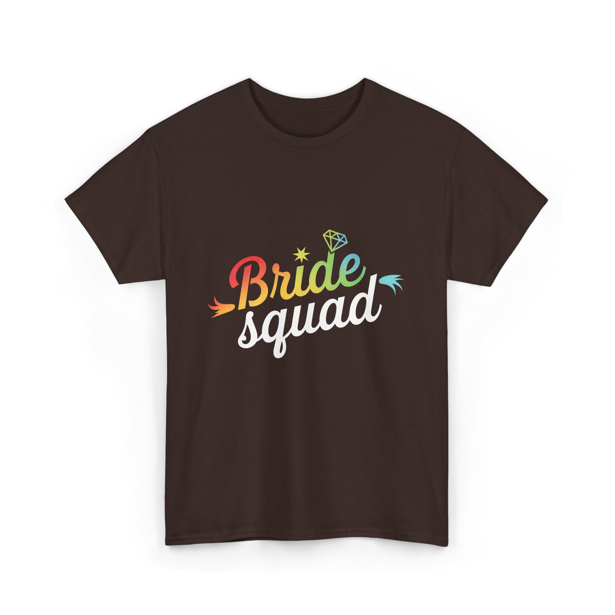Bride Squad Bachelorette Party Rainbow T-Shirt - Dark Chocolate